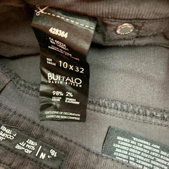 Buffalo David Bitton Womens Gray Corduroy Pants Mid Rise Slim Leg Size 10x32 - Picture 4 of 10